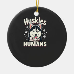 Hondensleeën Mushing Avontuur Husky Team Winter   Keramisch Ornament