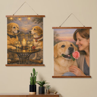 Hondentapijtenset met rozenmotief wanddecoratie (s hangend wandkleed