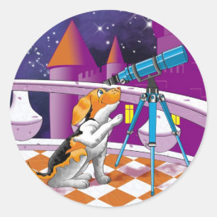 hondentelescoop ronde sticker