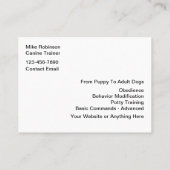 Hondentraining Eenvoudige Visitekaartjes (Achterkant)
