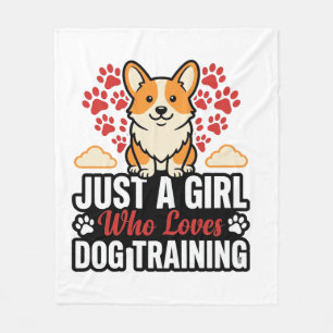 Hondentraining Meisje Corgi Vintage Vector T-shirt Fleece Deken