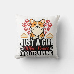 Hondentraining Meisje Corgi Vintage Vector T-shirt Kussen
