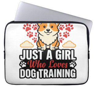 Hondentraining Meisje Corgi Vintage Vector T-shirt Laptop Sleeve