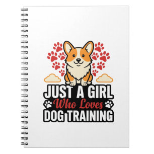 Hondentraining Meisje Corgi Vintage Vector T-shirt Notitieboek