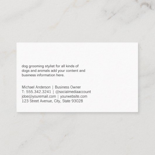 hondentrimmer | Haren knipgereedschap Visitekaartje (Achterkant)