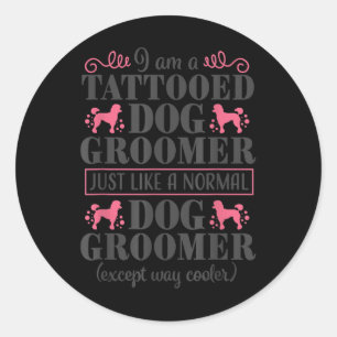 Hondentrimmer Schattige Funny Pet Grooming Tattoo  Ronde Sticker