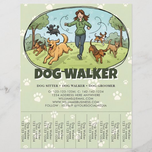 Hondenuitlater Honden uitlaten Aangepast Flyer (Voorkant)