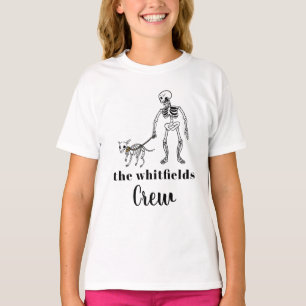 Hondenuitlater Skelet Halloween Familie Matching T-shirt