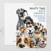 Hondenuitnodiging Grappige Verjaardagsfeestje Kind Kaart (Voorkant / Achterkant)