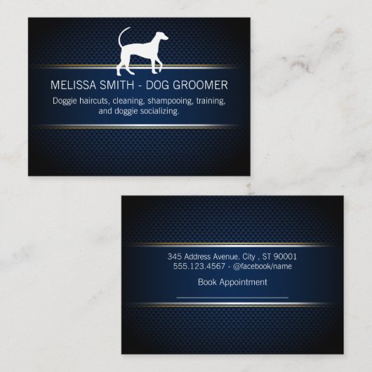 hondenverzorger | Blauwe mesh achtergrond Afsprakenkaartje (Voorkant / Achterkant)