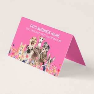 Hondenverzorger Huisdieroppas Neon Roze Visitekaartjes