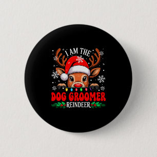 Hondenverzorger Rendier Kerst Lief Santa Rendier Ronde Button 5,7 Cm