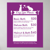 Hondenverzorging Spa Menu - Personaliseerbaar Poster (Voorkant)