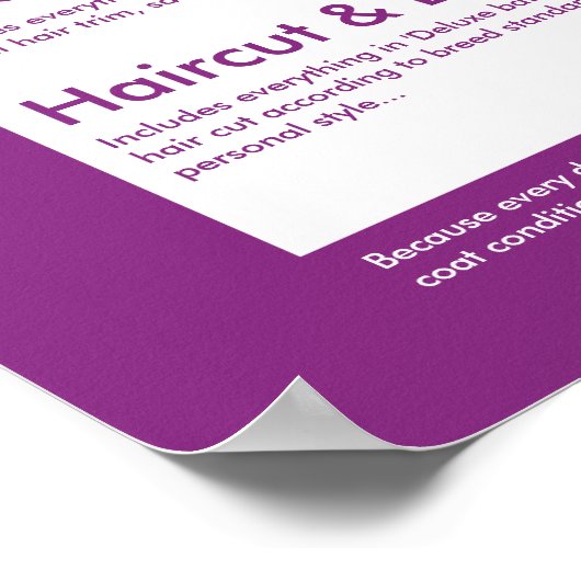 Hondenverzorging Spa Menu - Personaliseerbaar Poster (Hoek)