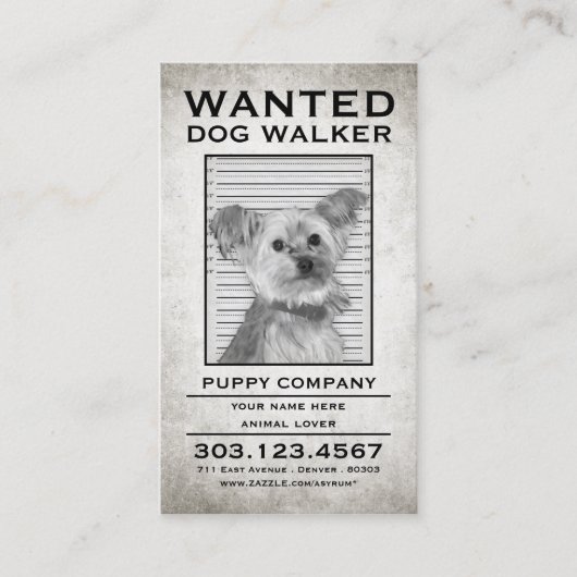 Hondenwandelaar wilde poster stempelkaart klantenkaartje (Voorkant)