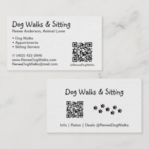 Hondenwandelingen en zitten QR-code-Visitekaartj Visitekaartje