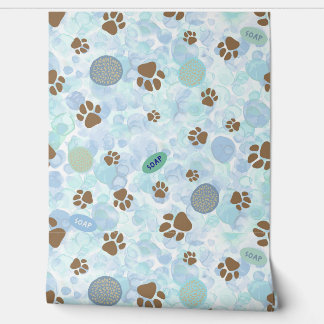 Hondenwas in bubbelbad zeep en spons behang