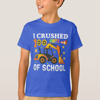 Honderd 100 dagen schoolgraafmachine verpletterd t-shirt
