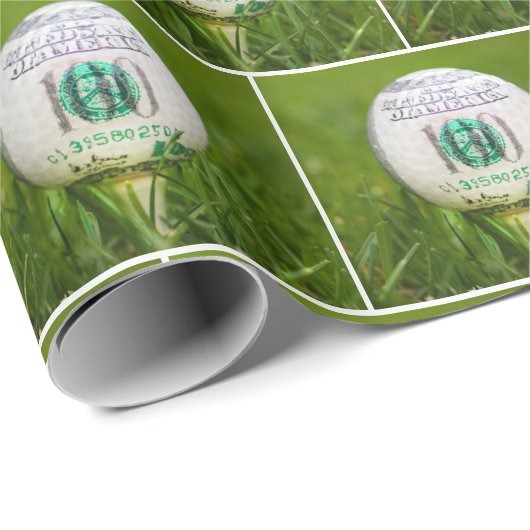 Honderd dollar Bill Golf Ball Cadeaupapier (Rol Hoek)
