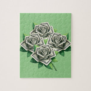 honderd dollarbiljetten origami rozen geld kunst legpuzzel