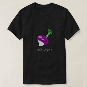 Honderd procent organische slogan met turnip t-shirt