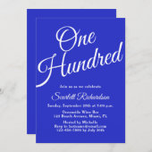 Honderd script Royal Blue 100e verjaardagsfeestje Kaart (Voorkant / Achterkant)
