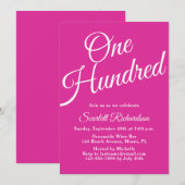 Honderd script roze 100ste verjaardagsfeest kaart (Voorkant / Achterkant)