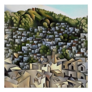 Honderden huizen Kayakoy Fethiye schilderen Perfect Poster