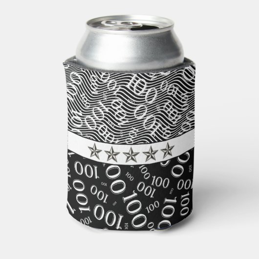 honderdjarige, 100ste verjaardag zwart-wit blikjeskoeler (Blikje Achterkant)