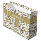 honderdste 100ste gouden willekeurig nummerpatroon groot cadeauzakje (Voorkant Gekanteld)