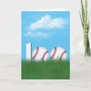 Honderdste verjaardag honkbal in groen gras kaart