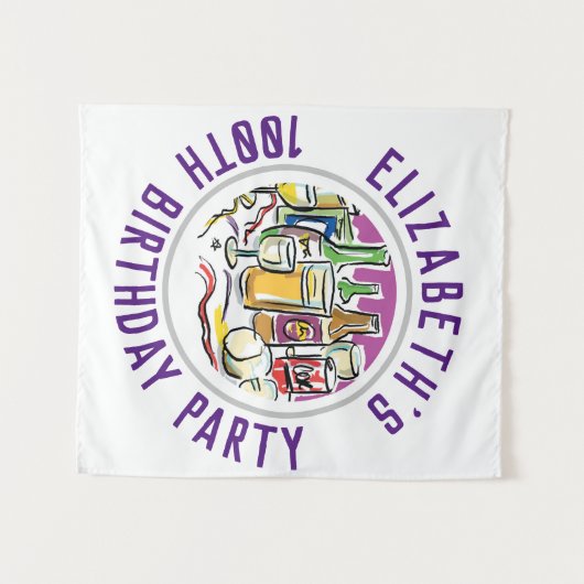 Honderdste verjaardag wandtapijt viering wandkleed (Voorkant (horizontaal))