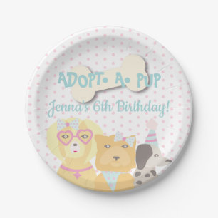 Hondje Adopteer Feestje Papieren Bordje