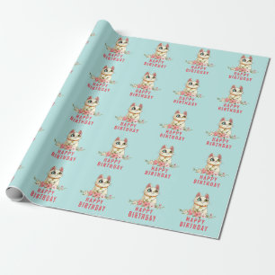 Hondje Cute Purrfect Kat Kittens Verjaardag Inpakp Cadeaupapier