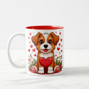 Hondje Met Hart Voor Hondenliefhebbers Tweekleurige Koffiemok