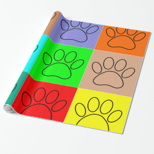 Hondje Pootjes In Vierkanten Cadeaupapier