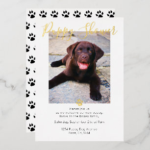 Hondje Shower Cute Gepersonaliseerde Honden Adopti Folie Uitnodiging