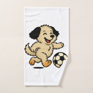 Hondje speelt voetbal handdoek