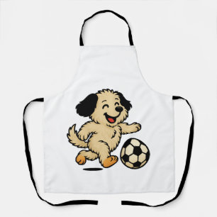 Hondje speelt voetbal schort