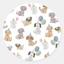 Hondje Verjaardagsfeest Stickers