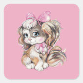 Hondje Vierkante Sticker (Voorkant)