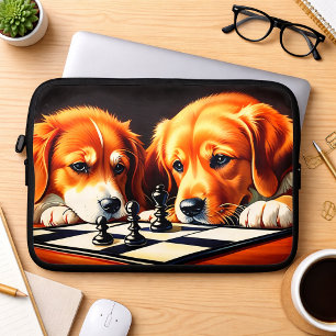Hondjes die Schaken Spelen Laptop Sleeve