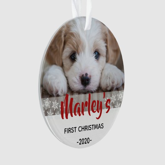 Hond's gepersonaliseerde kerst ornament (voorkant)