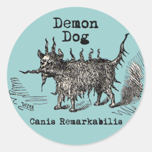 Hondsdemon Vintage Grappig Schattig Ronde Sticker