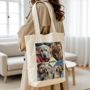 hondsfoto collage huisdier tote bag