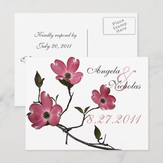 Hondshout/ Huwelijksreactiekaart Uitnodiging Briefkaart (Voorkant / Achterkant)