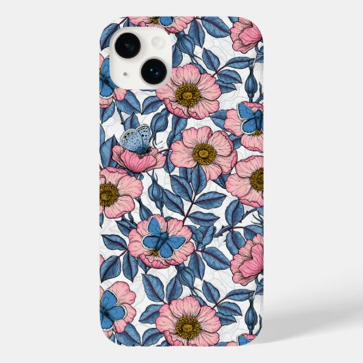 Hondsroos en vlinders Case-Mate iPhone case (Achterkant)