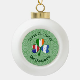 Honduran Irish USA Flags Shamrock Personalized Keramische Bal Ornament