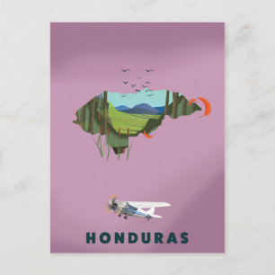 Honduras geïllustreerde kaart reisposter