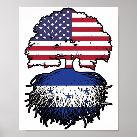 Honduras Honduran American USA Tree Roots Flag Poster (Voorkant)